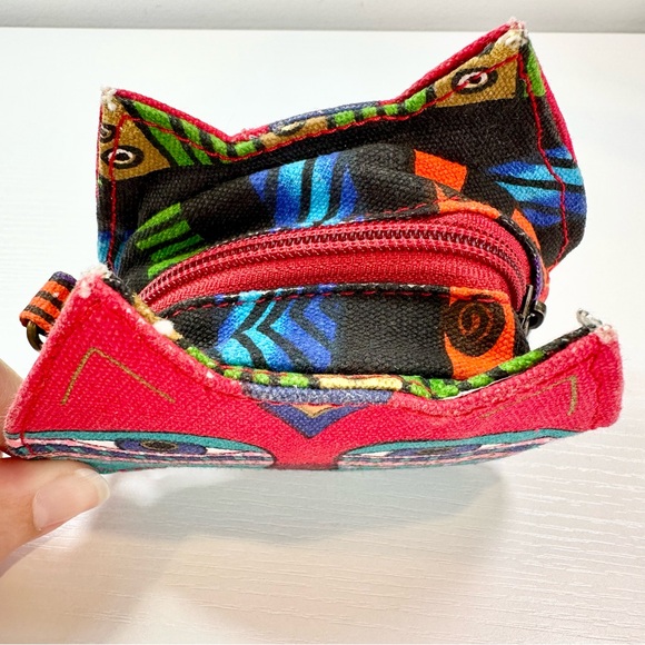 Laurel Burch Canvas Colorful Cat Face Change Purse - Picture 8 of 13